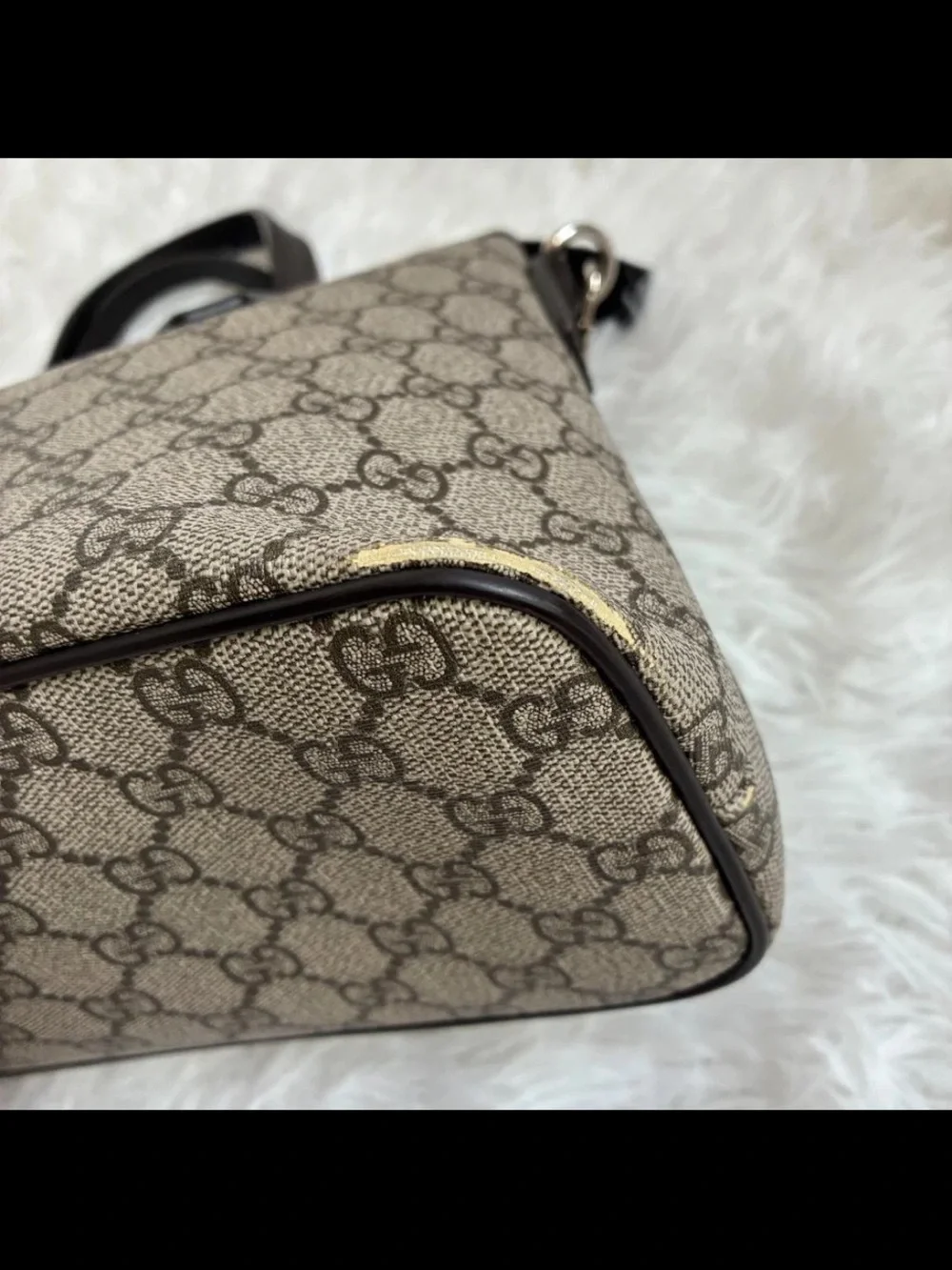 Gucci Beige & Brown GG Canvas Satchel with Leather Trim